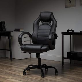 img 4 attached to 🎮 Comfortable High-Back Gray Gaming Chair with Padded Loop Arms - OFM ESS Collection