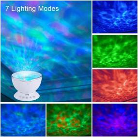 img 3 attached to Jusale Ocean Wave Projector Night Light with Remote Control and Speaker - 7 Modes Undersea LED Lamp for Kids and Adults