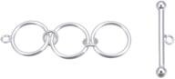 🧷 925 sterling silver round rings toggle clasps: adjustable connector beads for jewelry making - 2 sets, ss375 logo