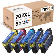 🖨️ tesen remanufactured 702 xl ink cartridge replacement for epson workforce pro wf-3720 wf-3733 wf-3730 printer - 5-pack t702xl ink logo