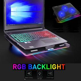 img 3 attached to 🌈 KEROLFFU RGB Rainbow Laptop Cooling Pad for 10-17.3 Inch Notebooks and Gaming Laptops, Cooler Cooling Fan Pad with 3 Whisper-quiet Fans, Touch Control, Pure Metal Panel - Portable Cooling Solution