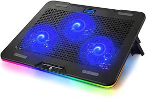 img 4 attached to 🌈 KEROLFFU RGB Rainbow Laptop Cooling Pad for 10-17.3 Inch Notebooks and Gaming Laptops, Cooler Cooling Fan Pad with 3 Whisper-quiet Fans, Touch Control, Pure Metal Panel - Portable Cooling Solution