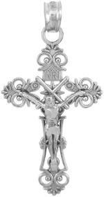 img 2 attached to 🙏 925 Sterling Silver Crucifix Pendant with INRI Filigree - Exquisite Religious Jewelry by FDJ