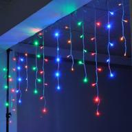 🎄 yolight icicle christmas lights: 13ft 96 led multi-color string lights for indoor/outdoor twinkle curtain fairy lightings - perfect for patio, garden, bedroom, wedding & halloween party décor! логотип