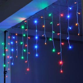 img 4 attached to 🎄 YOLIGHT Icicle Christmas Lights: 13ft 96 LED Multi-Color String Lights for Indoor/Outdoor Twinkle Curtain Fairy Lightings - Perfect for Patio, Garden, Bedroom, Wedding & Halloween Party Décor!