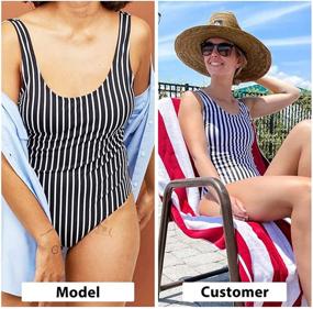 img 2 attached to 👙 EXLURA Women's Crisscross One-Piece Swimsuit - Athletic Training Swimwear: Vintage Bathing Suit