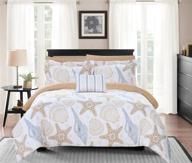 🛏️ chic home aquatic queen reversible comforter set – life in the sea theme print design – bed in a bag-sheet set pillowcases decorative pillow shams included – multi color logo