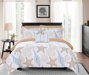 img 4 attached to 🛏️ Chic Home Aquatic Queen Reversible Comforter Set – Life in The Sea Theme Print Design – Bed in a Bag-Sheet Set Pillowcases Decorative Pillow Shams Included – Multi Color