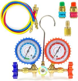 img 4 attached to Ziss Refrigeration Charging A/C Diagnostic Manifold Gauge Set for R12 R22 R134a R502 Refrigerants with Couples, 5FT Hoses & Straight Adapter