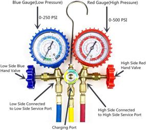 img 3 attached to Ziss Refrigeration Charging A/C Diagnostic Manifold Gauge Set for R12 R22 R134a R502 Refrigerants with Couples, 5FT Hoses & Straight Adapter