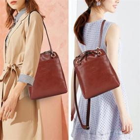 img 2 attached to 🎒 Stylish Italian Leather Convertible Backpack Purse for Women – Small Brown Shoulder Bag Ideal for School and Daypack Use | Banuce Fashion+