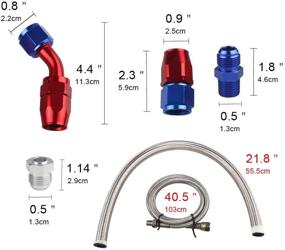 img 3 attached to 🏎️ Комплект турбонагнетательной трубки с полным сливом масла JDMON - T3 T4 T3/T4 T70 T66 T04E Серебристая трубка + Красные и Синие соединители