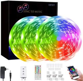 img 4 attached to 🎶 Vibrant 50 ft Music LED Strip Lights: Remote-Controlled Colorful Smart Light for Bedroom, TV, Bar