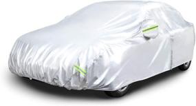 img 4 attached to 150D Oxford Silver Weatherproof Car Cover for Sedans up to 160 inches - Amazon Basics