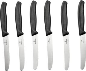 img 3 attached to Ножи Swiss Army Cutlery Victorinox - набор из 6 столовых ножей с волнистым лезвием длиной 4,5 дюйма, округлым наконечником, Swiss Classic