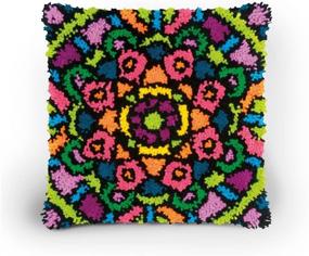 img 3 attached to Dimensions Colorful Mandala Latch Hook Craft Kit for Kids: 16x16 Inch Creative Fun!