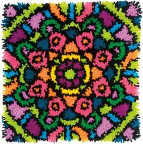 img 4 attached to Dimensions Colorful Mandala Latch Hook Craft Kit for Kids: 16x16 Inch Creative Fun!