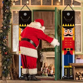 img 1 attached to 🎄 Decorlife 6FT Nutcracker Christmas Decorations, Nutcracker Door Banner 2 Pack, Life Size Nutcracker for Christmas Door, Giant Soldier for Xmas Yard Indoor Home Decor