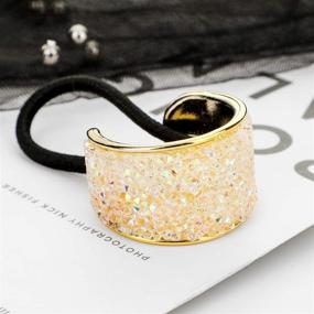 img 1 attached to 💎 Sparkling Rhinestone Glitter Ponytail Holder Cuffs - Elastic Hair Tie Band Pack of 3 for Women