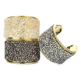 img 3 attached to 💎 Sparkling Rhinestone Glitter Ponytail Holder Cuffs - Elastic Hair Tie Band Pack of 3 for Women