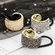 💎 sparkling rhinestone glitter ponytail holder cuffs - elastic hair tie band pack of 3 for women logo