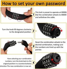 img 1 attached to 🔒 Sanwo Security Bike Lock - 4-Digit Resettable Combination Cable Lock for Bicycles - 2ft x 0.5in