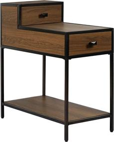 img 4 attached to 🪑 FINECASA Metal Frame End Table: Ladder-Shaped Chair Side Table with Drawers and Shelf for Small Spaces