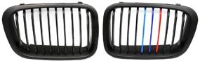 img 4 attached to Enhance Your E46 3-Series Sedan with Syneticusa Matte Black Front Kidney Grille Grill - 2pcs for ///M (1998-2002)