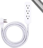 🔌 ge designer extension cord with surge protection - braided power cord, 8 ft, 3 grounded outlets, flat plug - premium quality, ul listed - gray/white, 38433 logo