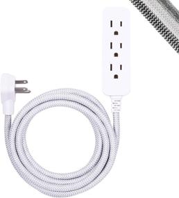 img 4 attached to 🔌 GE Designer Extension Cord with Surge Protection - Braided Power Cord, 8 ft, 3 Grounded Outlets, Flat Plug - Premium Quality, UL Listed - Gray/White, 38433