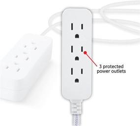 img 3 attached to 🔌 GE Designer Extension Cord with Surge Protection - Braided Power Cord, 8 ft, 3 Grounded Outlets, Flat Plug - Premium Quality, UL Listed - Gray/White, 38433