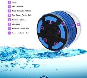 img 1 attached to 🚿 Premium Bluetooth Shower Speaker Waterproof - FM Shower Radio with Portable Wireless Outdoor Speakers - Experience Loud Sound and Deep Bass for Pool, Beach, Kayak, Boat, and Bathtub