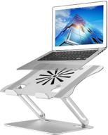 💻 portable laptop stand with cooling fan, multi-angle aluminium alloy computer holder for desk, notebook metal mount compatible with macbook, air, pro, dell, alienware and all laptops 11-17.3 inches logo