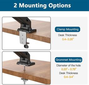 img 2 attached to 💻 Dual Monitor Mount: Adjustable Gas Spring Desk Stand for Two 13-27 Inch Screens - Vesa Bracket, C Clamp, Grommet Mounting Base - Each Arm Holds up to 17.6lbs