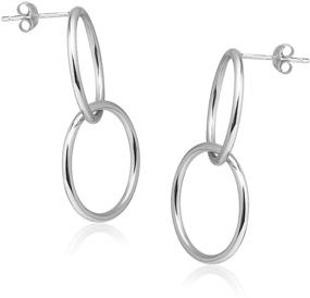 img 2 attached to 💫 River Island Sterling Silver Double Round Hoop Earrings - 20 MM Size, Silver/Black Plated/Rose/Yellow Gold Options Available