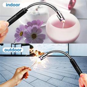 img 3 attached to 🔥 Upgraded USB Arc Candle Lighter with Safety Push-Pull Switch - Windproof, Flexible Long Neck, LED Battery Indicator - Ideal for Lighting Candles, Fireworks, Fireplace, Barbecue