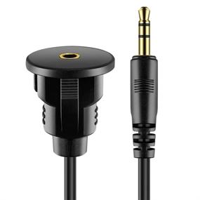 img 1 attached to 3.5mm AUX Audio Jack Extension Cable with Mounting Panel for Car, Boat, and Motorcycle - 3 Feet Length