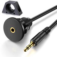 3.5mm aux audio jack extension cable with mounting panel for car, boat, and motorcycle - 3 feet length logo