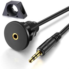 img 4 attached to 3.5mm AUX Audio Jack Extension Cable with Mounting Panel for Car, Boat, and Motorcycle - 3 Feet Length