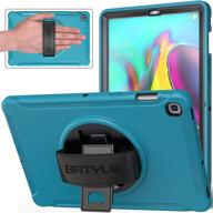 📱 batyue galaxy tab s5e case 2019 sm-t720/t725: 360° rotating stand, leather hand strap, heavy duty, shock proof - rugged hybrid armor defender case for samsung tab s5e 10.5 inch (light blue) logo