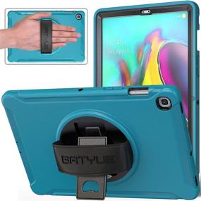 img 4 attached to 📱 Batyue Galaxy Tab S5e Case 2019 SM-T720/T725: 360° Rotating Stand, Leather Hand Strap, Heavy Duty, Shock Proof - Rugged Hybrid Armor Defender Case for Samsung Tab S5e 10.5 inch (Light Blue)