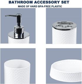 img 3 attached to 🛁 White Bathroom Accessories Set - 4 Piece Bath Ensemble with Soap Dispenser, Toothbrush Holder, Cup & Soap Dish - Ideal for Countertop Decor and Housewarming Gift