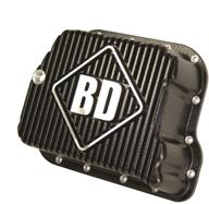 bd diesel 1061501 deep sump transmission pan: enhanced capacity, temp. sending unit port, gasket & magnetic drain plug logo