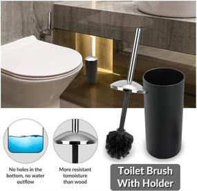 img 1 attached to 🛀 Black Plastic 6 Piece Bathroom Accessory Set with Trash Can, Toothbrush Holder, Soap Dispenser, Tooth Mug, Soap Dish, and Toilet Brush Holder