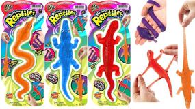 img 4 attached to 🦎 JA-RU Super Stretchy Sticky Reptiles Snake, Lizard & Alligator (3 Units Assorted) - Fun Squishy Sticky Prank Toy for Kids - Perfect Pinata Filler and Party Favor - Bulk Toys for Endless Entertainment - Snap Hand-like Fidget Toy Included! 429-3A