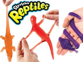 img 3 attached to 🦎 JA-RU Super Stretchy Sticky Reptiles Snake, Lizard & Alligator (3 Units Assorted) - Fun Squishy Sticky Prank Toy for Kids - Perfect Pinata Filler and Party Favor - Bulk Toys for Endless Entertainment - Snap Hand-like Fidget Toy Included! 429-3A