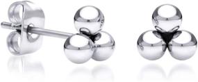 img 4 attached to 💎 Stylish and Elegant 555Jewelry Stainless Steel Triple Ball Delta Earrings for Women & Girls