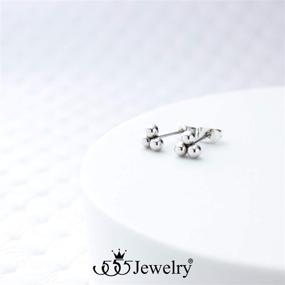 img 1 attached to 💎 Stylish and Elegant 555Jewelry Stainless Steel Triple Ball Delta Earrings for Women & Girls