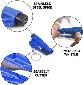 img 2 attached to 🔑 Hangnuo 10PCS Portable Window Breaker Key Ring: Cutter, Whistling, and More for Car Emergency Escape