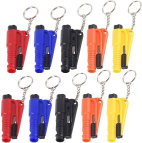 img 4 attached to 🔑 Hangnuo 10PCS Portable Window Breaker Key Ring: Cutter, Whistling, and More for Car Emergency Escape
